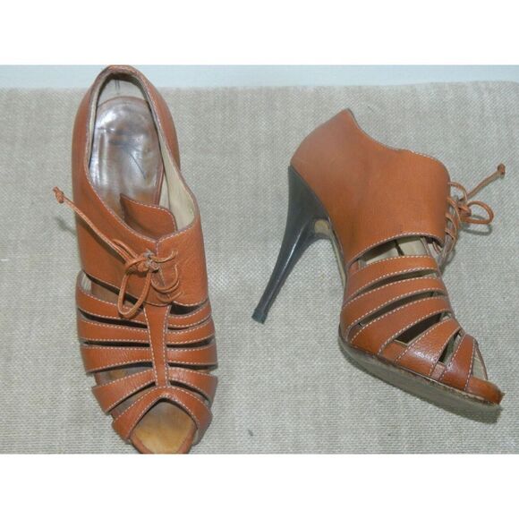 Guiseppe‎ Zanotti Shoe Size 8 EU 38 Brown Cage Open Toe Zip Back Brown Heel - Picture 5 of 10